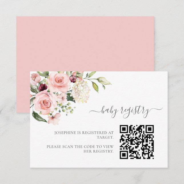 Carte d'accompagnement de Baby Shower avec code QR (Devant / Derrière)