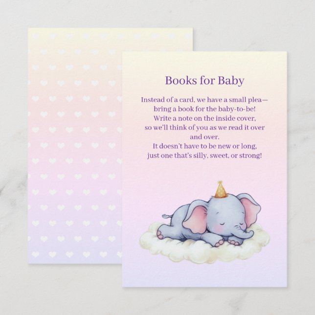 Carte d'accompagnement de Baby Shower éléphant mig (Devant / Derrière)