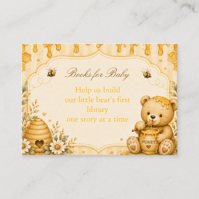 Carte d'accompagnement de Baby Shower Ourson au Mi (Devant)