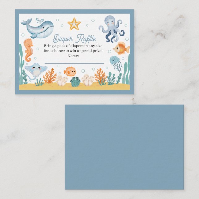 Carte d'accompagnement de Baby Shower Sous l'Océan (Devant / Derrière)