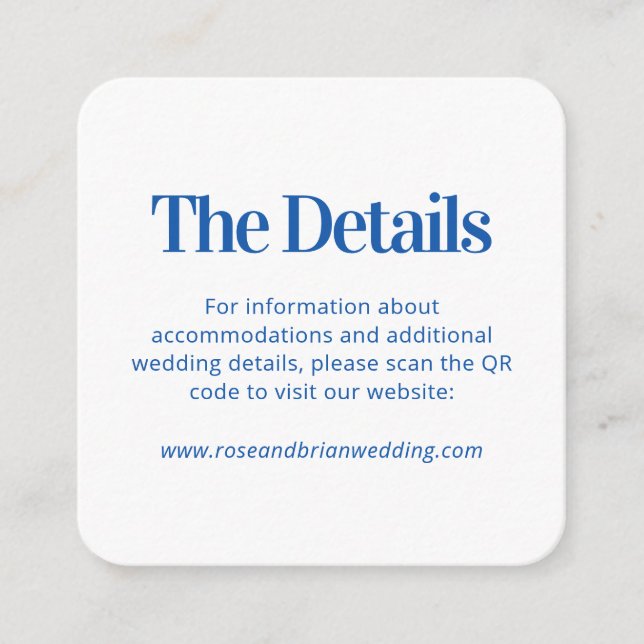 Carte d'accompagnement de code QR de mariage à ray (Devant)