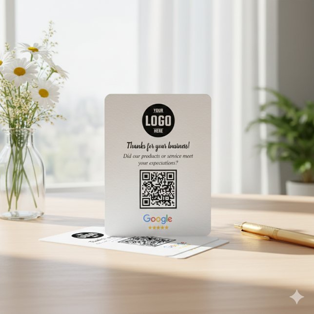 Carte d'accompagnement de code QR pour les avis Go (Google Reviews QR Code Business Enclosure Card)