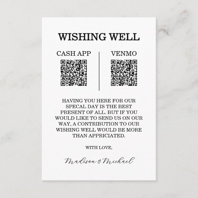 Carte d'accompagnement de code QR pour mariage Wis (Devant)