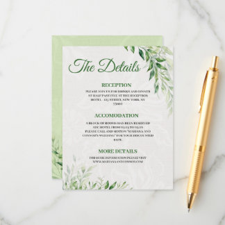 Carte d'accompagnement de détails de mariage botan