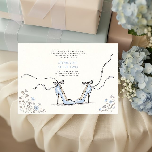 Carte d'accompagnement de douche de mariage Talons (Girly Blue Heels Wedding Shower Enclosure Card
)