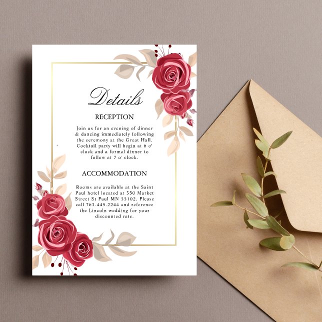 Carte d'accompagnement de mariage à cadre doré et  (Créateur téléchargé)