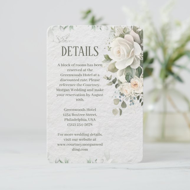 Carte d'accompagnement de mariage à motif floral é (Debout devant)