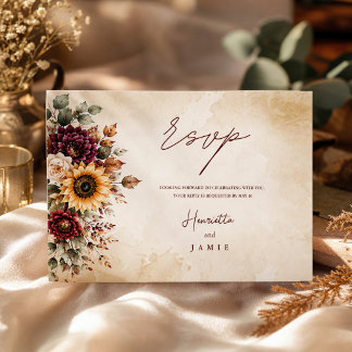 Carte d'accompagnement de mariage au tournesol Bou