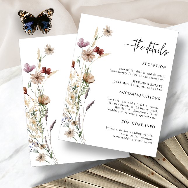Carte d'accompagnement de mariage bohème blanche (Boho White Wildflower Wedding Enclosure Card by Painted Paperie
)