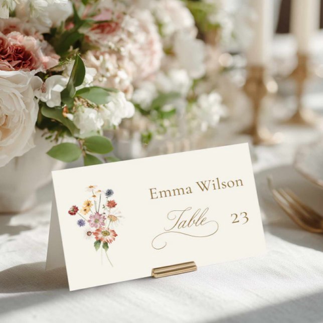 Carte d'Accompagnement de Mariage de Jardin Élégan (Wildflower Escort Card folded )