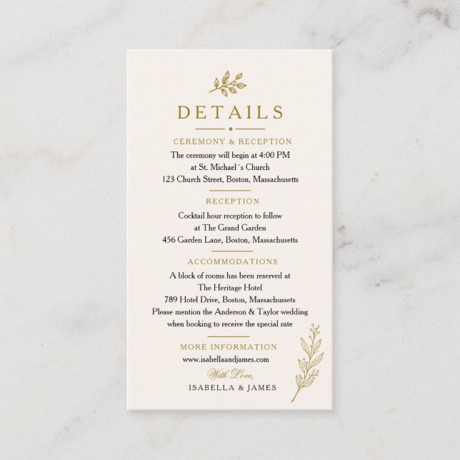 Carte d'accompagnement de mariage élégante et mini (Devant)
