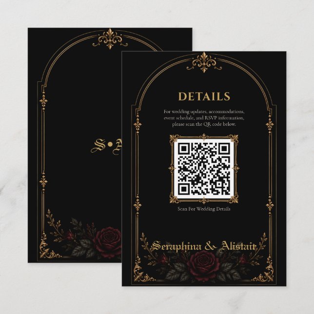 Carte d'accompagnement de mariage élégante et somb (Devant / Derrière)