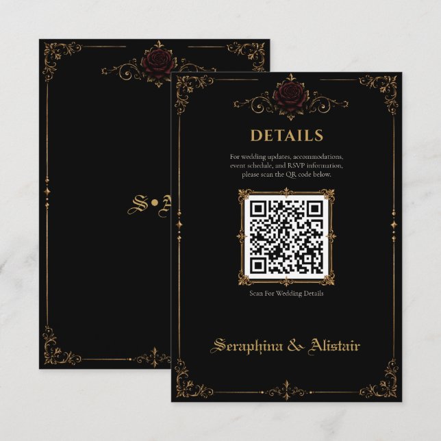 Carte d'accompagnement de mariage élégante et somb (Devant / Derrière)