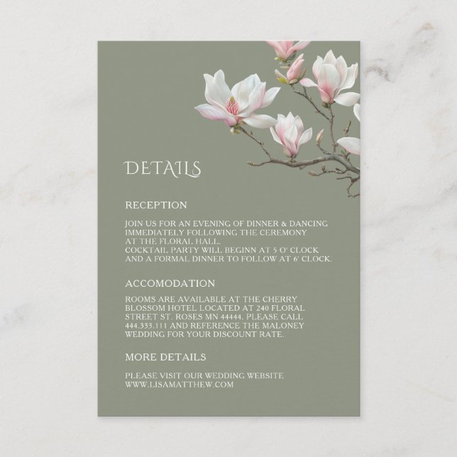 Carte d'accompagnement de mariage en magnolia Fine (Devant)