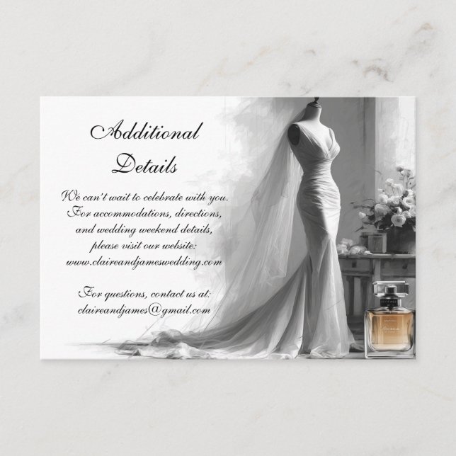 Carte d'accompagnement de mariage esquisse romanti (Devant)