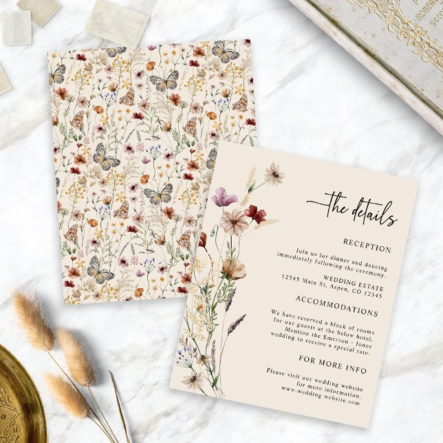 Carte d'accompagnement de mariage floral bohème (Boho Floral Wedding Enclosure Card
)