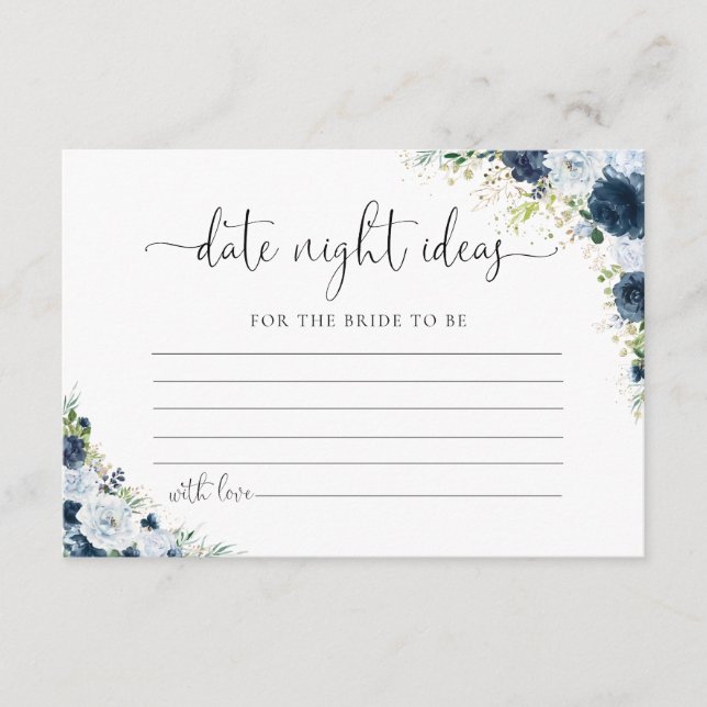 Carte d'accompagnement de mariage florale bleu mar (Devant)