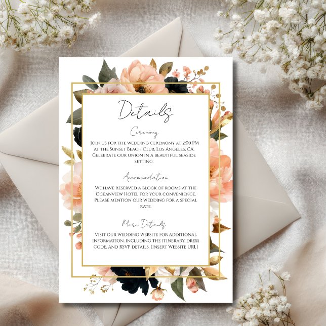 Carte d'Accompagnement de Mariage Florale Élégante (Créateur téléchargé)
