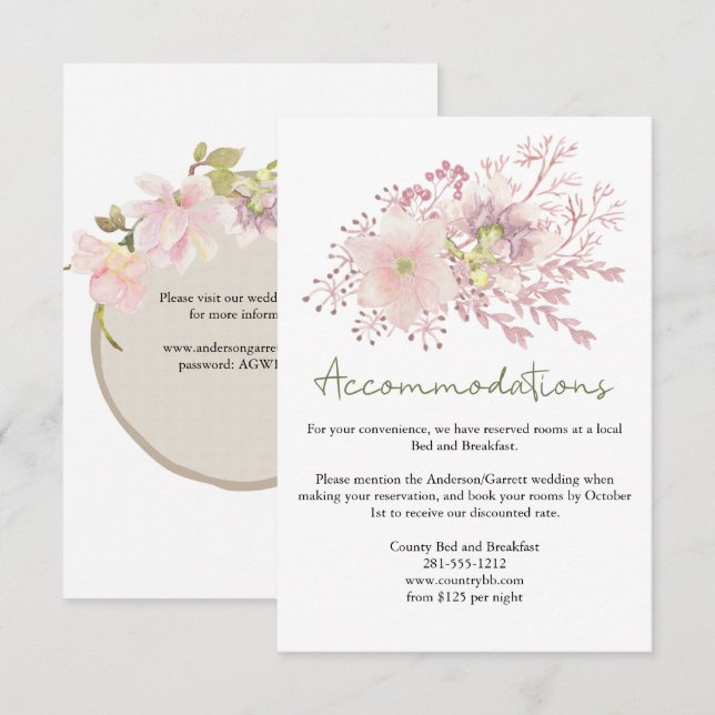 Carte d'accompagnement de mariage florale Magnolia (Devant / Derrière)