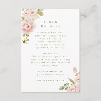 Carte d'accompagnement de mariage florale rose ten