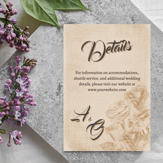 Carte d'accompagnement de mariage florale rustique (Elegant Rustic Floral Wedding enclosure card)