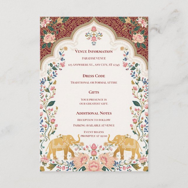 Carte d'accompagnement de mariage indien élégant P (Devant)