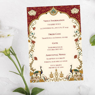 Carte d'accompagnement de mariage indien élégant P