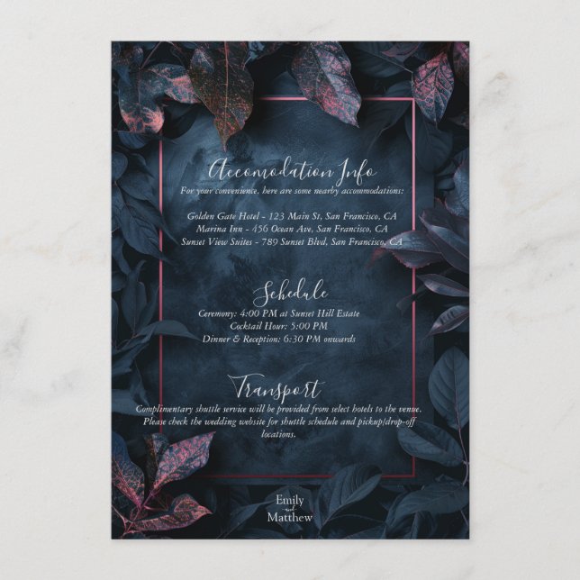 Carte d'accompagnement de mariage Jardin de minuit (Devant)
