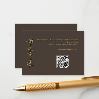 Carte d'accompagnement de mariage marron foncé et