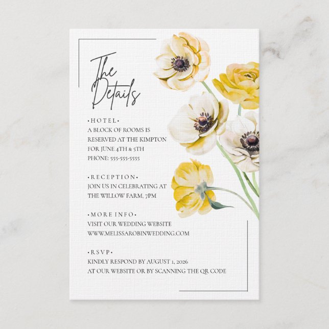 Carte d'Accompagnement de Mariage Minimaliste aux  (Devant)