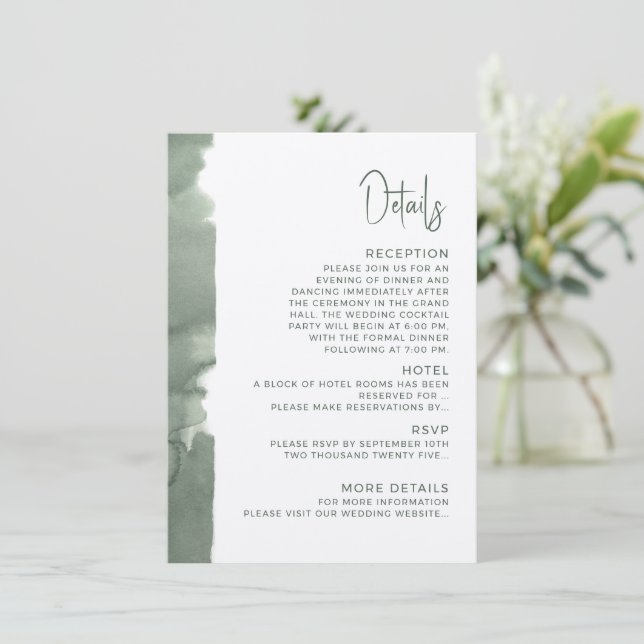 Carte d'accompagnement de mariage moderne Détails. (Debout devant)