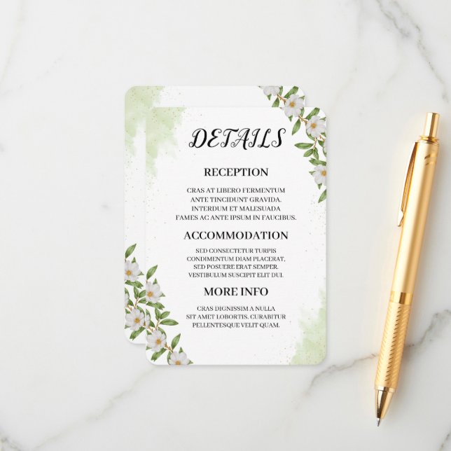 Carte d'accompagnement de mariage moderne organiqu (Devant/Arrière en situation)