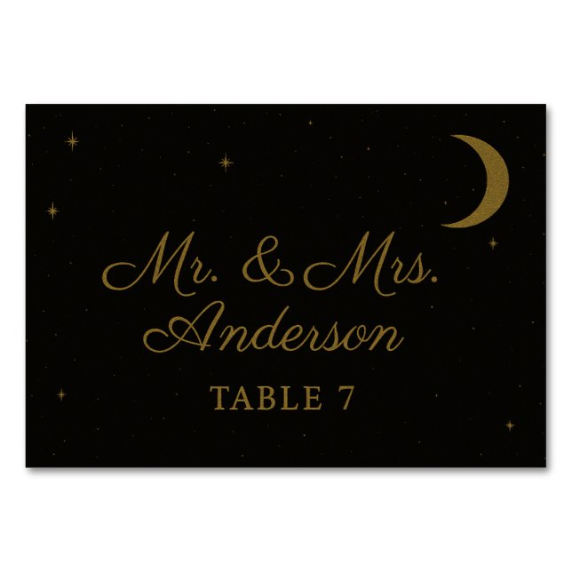 Carte d'Accompagnement de Mariage Noir et Or Céles (Devant)