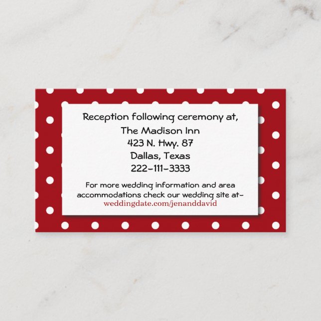 Carte d'accompagnement de mariage Polka Dot et Dac (Devant)