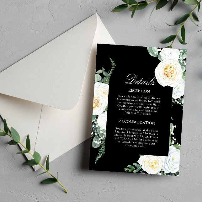 Carte d'accompagnement de mariage Roses blanches É (Créateur téléchargé)