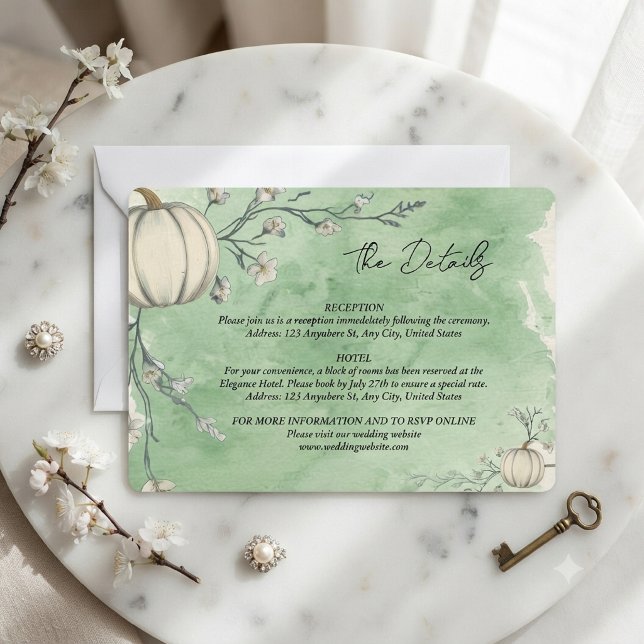 Carte d'accompagnement de mariage Rustic Green Aut (Créateur téléchargé)