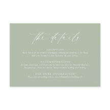 Carte d'Accompagnement de Mariage Vert Sauge