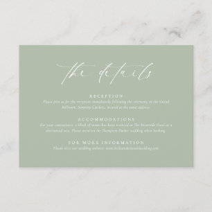 Carte d'Accompagnement de Mariage Vert Sauge