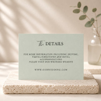 Carte d'accompagnement de mariage vert sauge