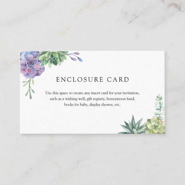 Carte d'accompagnement de plantes grasses à l'aqua (Devant)