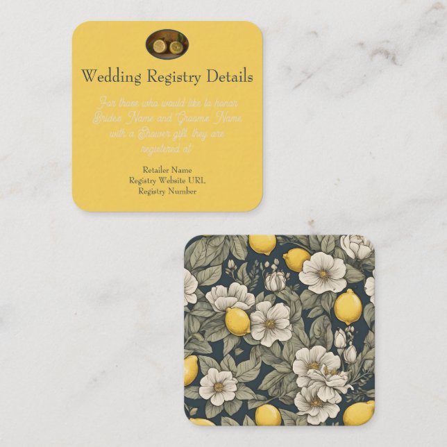 Carte d'accompagnement de registre de mariage Zest (Devant / Derrière)