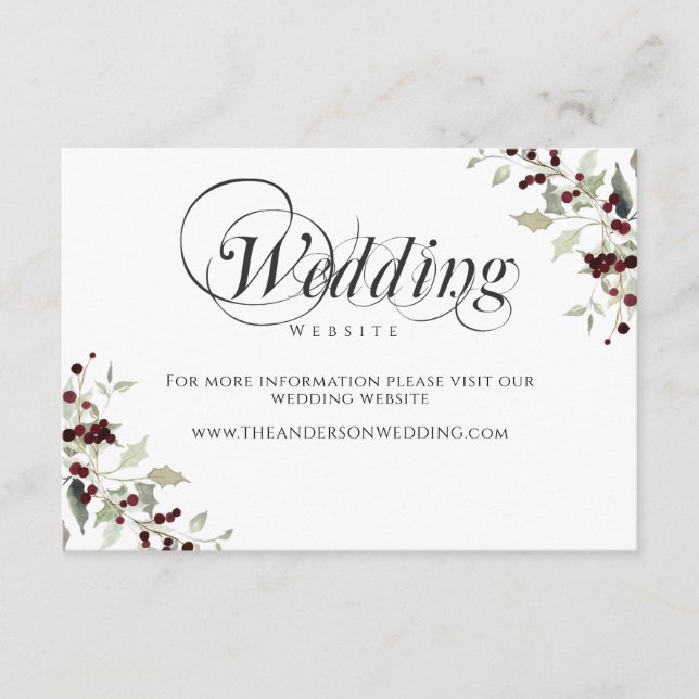 Carte d'accompagnement de site web de mariage à la (Devant)