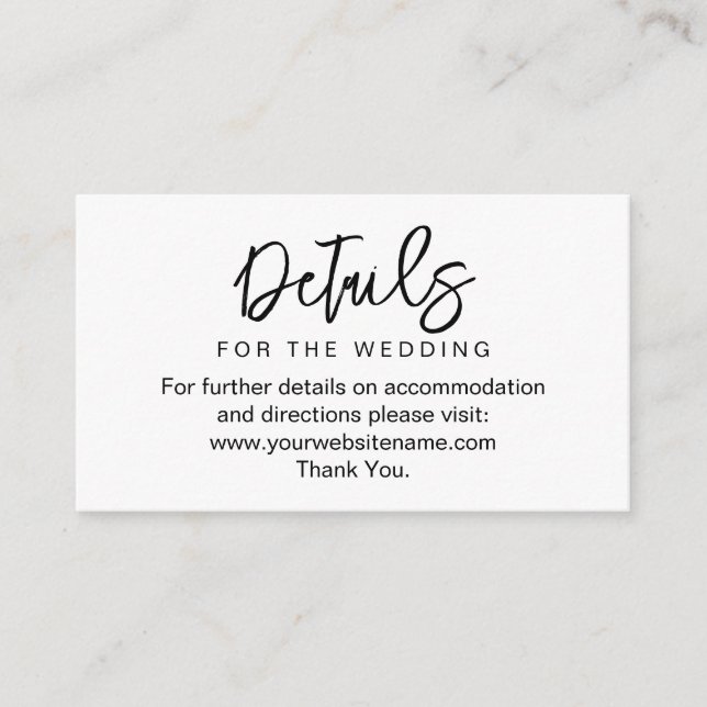 Carte d'accompagnement de site web de mariage Eleg (Devant)