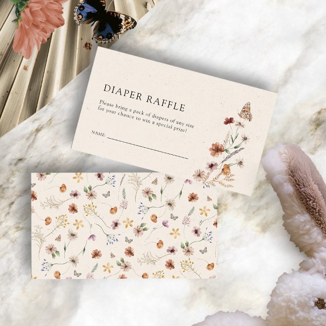 Carte d'accompagnement de tombola de couches flora (Boho Floral Diaper Raffle Enclosure Card with Butterfly by Painted Paperie
)