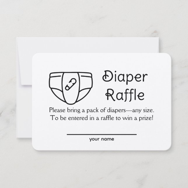 Carte d'accompagnement de tombola de couches pour  (Devant)