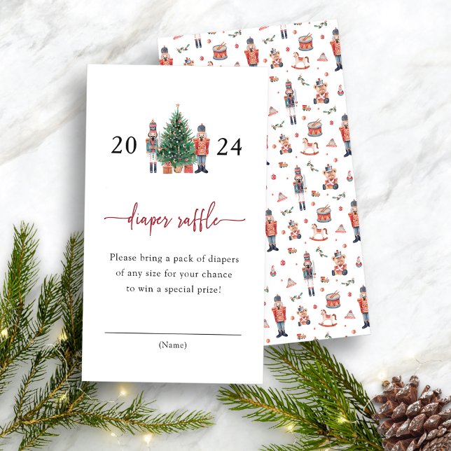 Carte d'accompagnement de tombola de couches pour  (Diaper Raffle Card - Nutcracker Baby Shower Invitation by Painted Paperie)