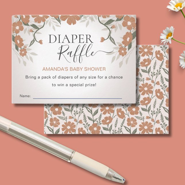 Carte D'accompagnement Déchets Raffle Baby en Fleur Douche Sexe Neutre (Créateur téléchargé)