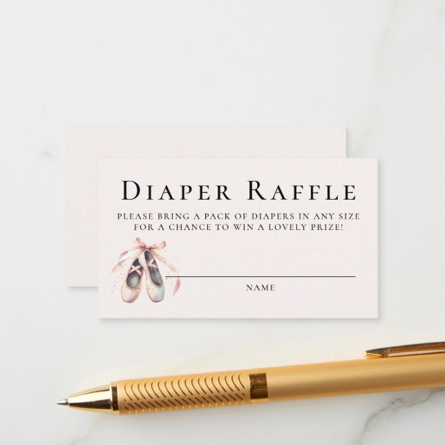 Carte D'accompagnement Déchets Raffle mignon Ballerina Baby shower fille (Devant/Arrière en situation)