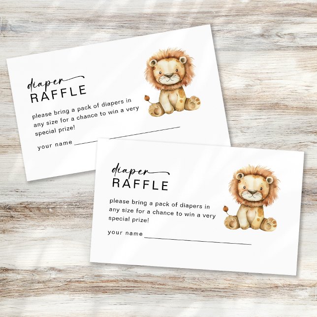 Carte D'accompagnement Déchets Raffle mignon Petit Baby shower Lion (Créateur téléchargé)