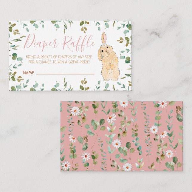 Carte D'accompagnement Déchets Raffle mignon Petit Lapin Baby shower (Devant / Derrière)
